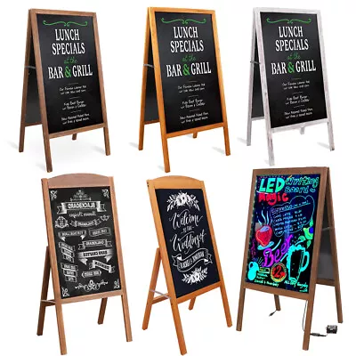 Wood Pavement Sign A-Board Chalkboard Cafe Shop Pub Advertising LED Magnetic • $35.92