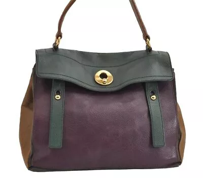 Auth YVES SAINT LAURENT Muse Two Shoulder Bag Suede Leather 197149 Purple 0597J • £360.81
