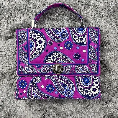 Vera Bradley Boysenberry Crossbody Bag Purple Paisley Turn Lock Satchel Carry On • $18.85