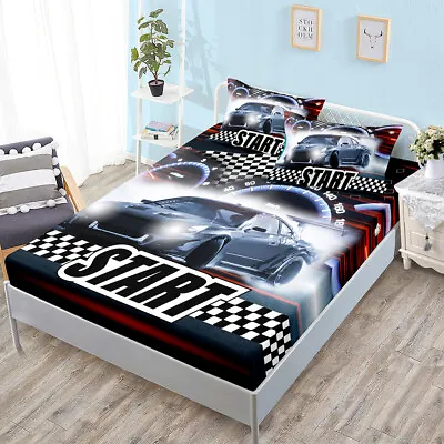 Off Road Racing Car Mattress Protector Cover Fitted Sheet Set Twin Full Queen • $49.99