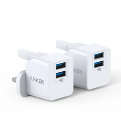 £18.99 • Buy 2x Anker Dual USB Wall Charger Plug12W Charging Adapter For Galaxy S9 IPhone X 8