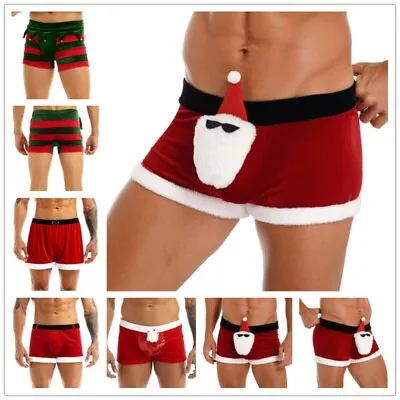 US Mens Flannel Christmas Santa Claus Costume Boxer Shorts Underwear Underpants • $9.39