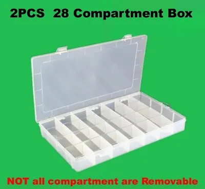 £8.99 • Buy 2 X Transparent Removable Section 28 Compartment Organiser Box Plastic Divider