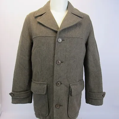 J Crew Jacket Men's S Brown Button Front University Coat Wool Blend Herringbone • $54