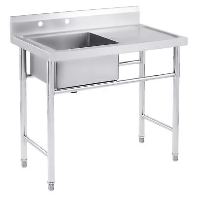 WILPREP Commercial Utility Prep Sink W/ Stainless Steel Work Table Drain Board • $209.99