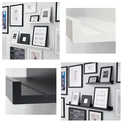 £24.99 • Buy IKEA MOSSLANDA Picture Photo Ledge Rail Hanging Shelf Bamboo Black White 115cm