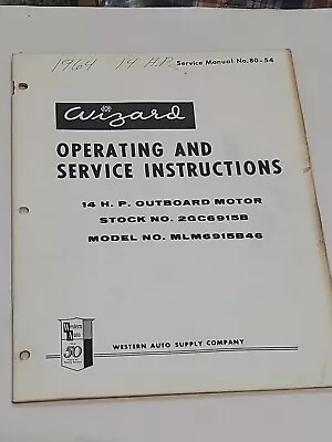 1964 14hp Wizard Western Auto Outboard Motors Dealer Vintage Parts Manual • $4.95