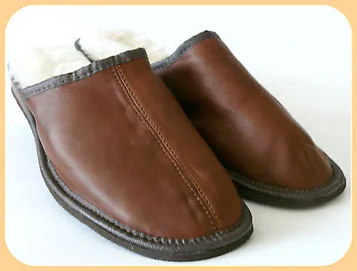 Sheepskin Slippers Gents Mule Style 100% Genuine Leather Upper And Inner • £26.99