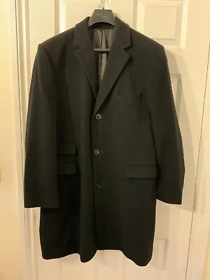 Mens Karl Jackson Longline Coat Wool/Cashmere Black 42R Mint Condition • £17.50