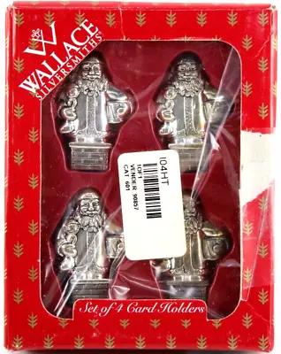 Wallace Silversmiths Set Of 4 Silverplated Santa Place Card Holders Vintage 1999 • $12.01