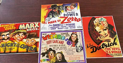 Vintage Movie Reproduction Movie Posters Zorro Marx Wizard Dietrich Lot Of 4 • $4