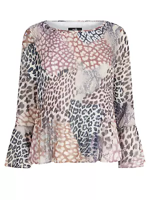 £14.95 • Buy Ladies Ex Wallis Animal Leopard Print Pleated Long Sleeve Blouse Sizes 10-20
