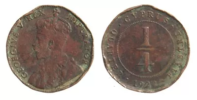 Cyprus. George V. Quarter Piastre 1922. • $14