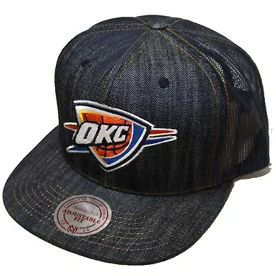 OKC Thunder Hat Blue Denim Mesh One Size Snapback Fits 7 To 7-3/4 M&N Authentic • $26.95