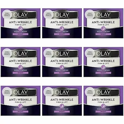 9 Olay Anti-Wrinkle Firm Lift Anti-Ageing Moisturiser Night Cream Hydrating 50ml • £59.99