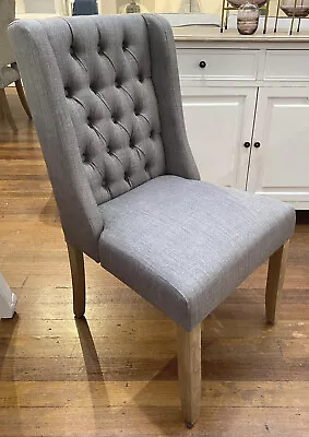 $199 • Buy Dining Chair Tufted Wing Chair Hardwood French Provincial Hamptons Grey Button