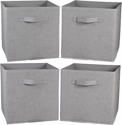 OVAKIA Pack Of 4 Foldable Storage Box Cubes 30x30x30cm Fabric Bins Basket For • £41.54