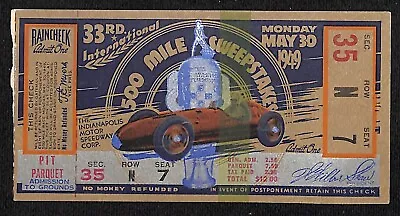 1949 Indy 500 Ticket / IMS 500 Mile Sweepstakes Ticket Stub Seat 7 VGC • $84.99