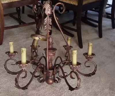 Vintage Chandelier Gothic Rustic Lodge 6-Light Ponderosa Brown 28  Large  • $185