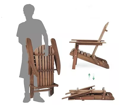 Miss Tidy®  Adirondack Chair Part-assembled Wooden Garden Folding Armchair • £48.99