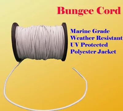 3/16  X 30 Ft (10 Yard) Premium Marine Grade Bungee Shock Stretch Cord UV Wht  • $10.95