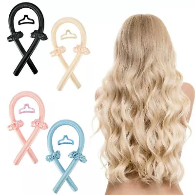 £4.99 • Buy Silk Ribbon Hair Curler Heatless Stick Curling Rod Scrunchie Wave Former + Clip