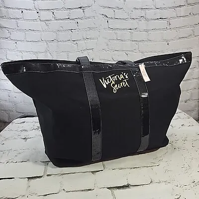 Victoria's Secret Black Sparkle  Weekender Getaway Large Tote Bag New With Tags • $50.99