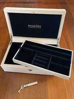 $195 • Buy Genuine Pandora Medium Size Leather Jewellery Box With Lock & Key - New