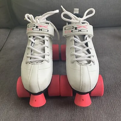 Pacer GTX 500 Derby Style Quad Roller Skates White Pink Womens Size 5 • $38.80