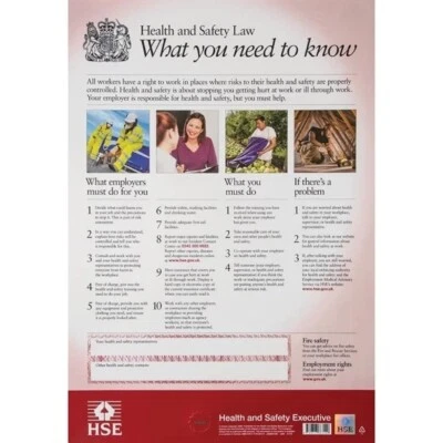 £12.99 • Buy Health And Safety Law Poster  A3 Official HSE 2018 Latest Edition!!