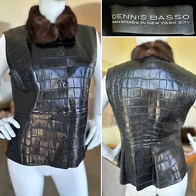 Dennis Basso Handmade Mink Lined Alligator Vest With Sable Collar • $3499