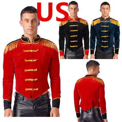US Mens Jacket Marching Band Military Steampunk Parade Prince Coats Blazer Vests • $19.31