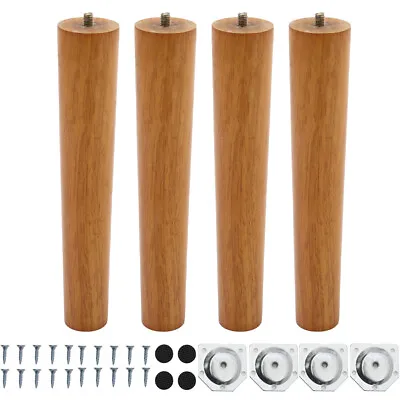4x Round Square Tapered Wooden Furniture Legs Feet Replacement Sofa Cabinet Uk • £11.95