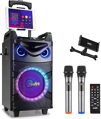 Moukey 10  Bluetooth Karaoke 160W Machine Speaker Subwoofer DJ Light Party • £139.99