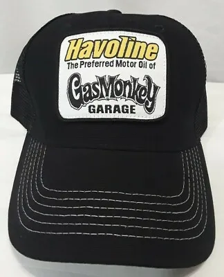 Gas Monkey Garage And Havoline Logo Black Trucker Hats Mesh Snapback Ball Cap • $5.79