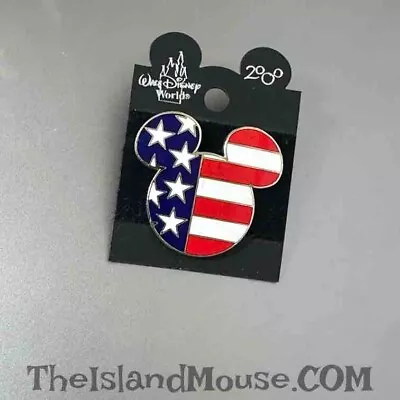 Rare 2000 Disney Patriotic Epcot Mickey Head Icon USA Flag Pin (N2:23783) • $10.95