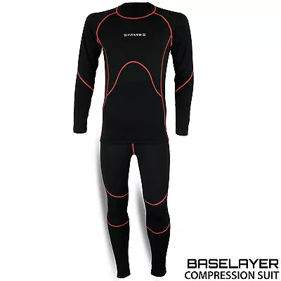 Mens Compression Thermal Base Layer Tights Shirt Under Full Suit Pant Black • $19.31