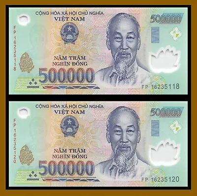 2 X Vietnam (Vietnamese) 500000 (500000) Dong (1 Million) VND Currency Unc • $99.99