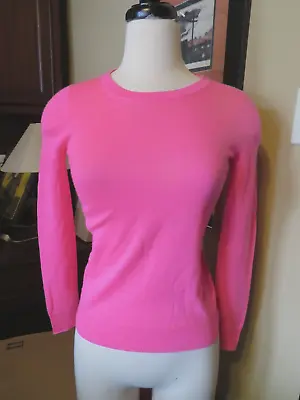 J.Crew Collection Bright Pink 100% Cashmere Turtleneck Sweater ~XXS Stain Bottom • $24.99