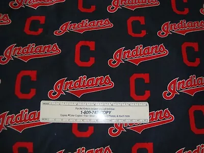 Cleveland Indians MLB Baseball Cotton Fabric Piece 58 W X 18 L (1/2 Yard) • $7.99