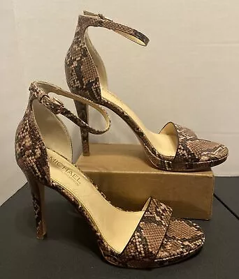 Women Michael By Michael Shannon Open Toes Ankle Strap Heels Sz 10 Animal Print • $34.99