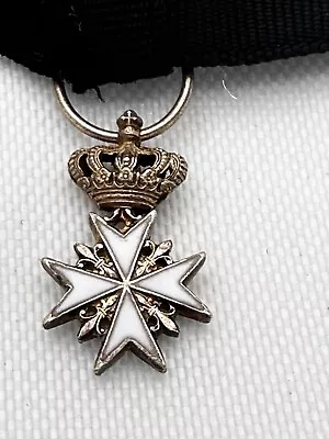 Miniature White Enamel And Gilt Military Order Of Knights Of Malta • $35