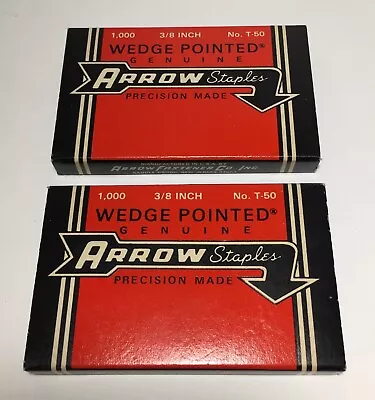 Vintage 2000 3/8 Inch No. T-50 Wedge Pointed Genuine Arrow Staples Made USA NOS • $19.99