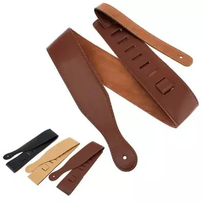 £7.99 • Buy Adjustable Brown Soft Leather Thick Guitar Strap Belt For Electric Acoustic