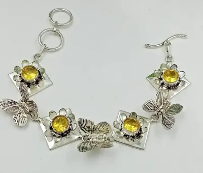 Yellow  Topaz Gemstone 925 Sterling Silver Jewelry Cuff Bracelet • $17.63