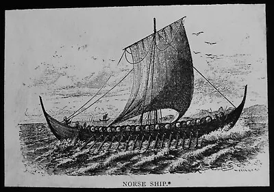£15 • Buy NORSE / VIKING LONGSHIP C1890 ILLUSTRATION Magic Lantern Slide