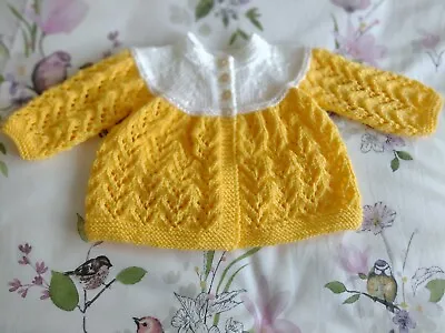 Hand Knitted Baby Matinee  Jacket To Fit 0/3 Months Chest Size 18ins.  • £8