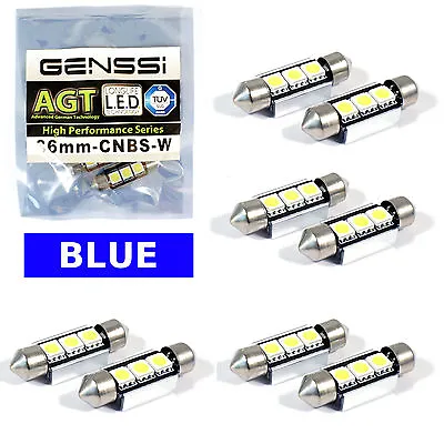 10x 36mm BLUE LED CANBUS Error Free Festoon 5050 2-SMD 6418 6411 C5W Light Bulb • $6.90