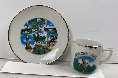 Vintage Miniature Mohawk Trail MA Souvenir Cup & Saucer Hail To Sunrise #21L • $9.99