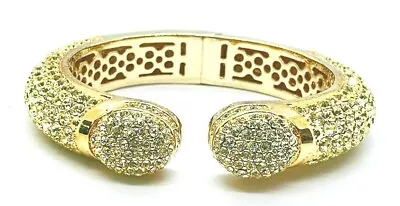 HSN Joan Boyce  Kissable  Goldtone Pave Yellow Crystal Cuff Bracelet S/M • $99.99